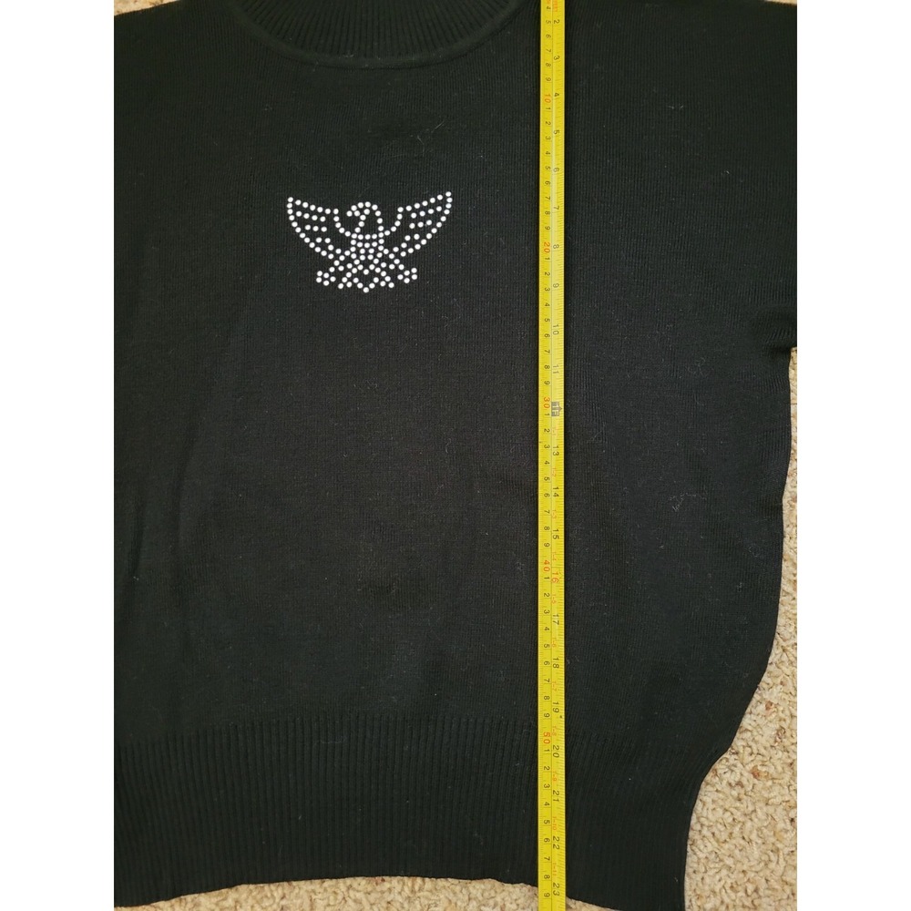Vintage 90s Black Kaelin Ski Sweater Dolman Sleeves Women's Size Medium - Picture 4 of 5